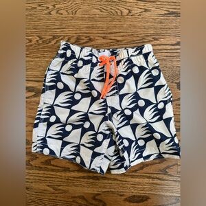 GAP Navy and White Swim Shorts with Orange Accent, 3T